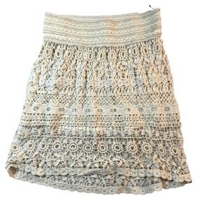 Bui Yah Kah Fairycore Skirt Womens M White Lace Layered Mini Boho Coquette USA